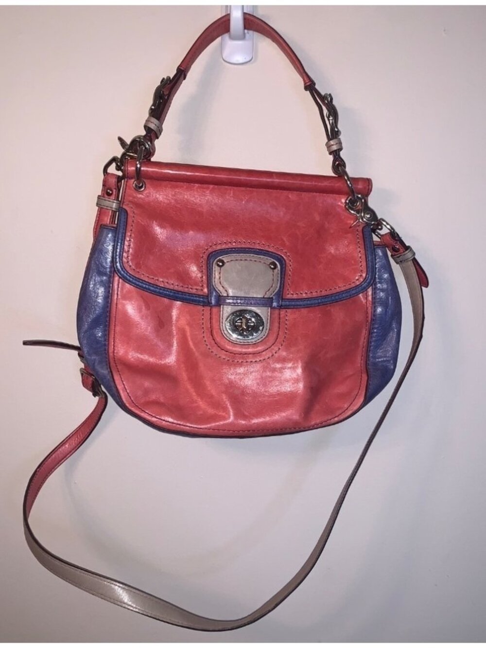 Coach Legacy Pink Leather Shoulder Bag Rare Anniversary Color Block